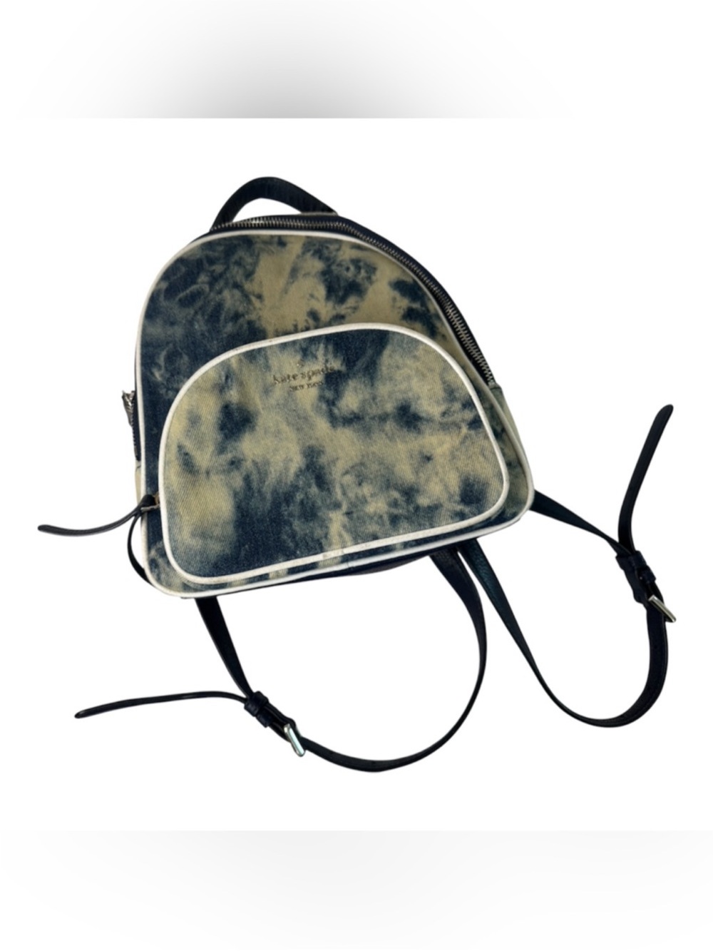 kate spade Navy and White Tie-Dye Denim Mini Backpack - Picture 7 of 16